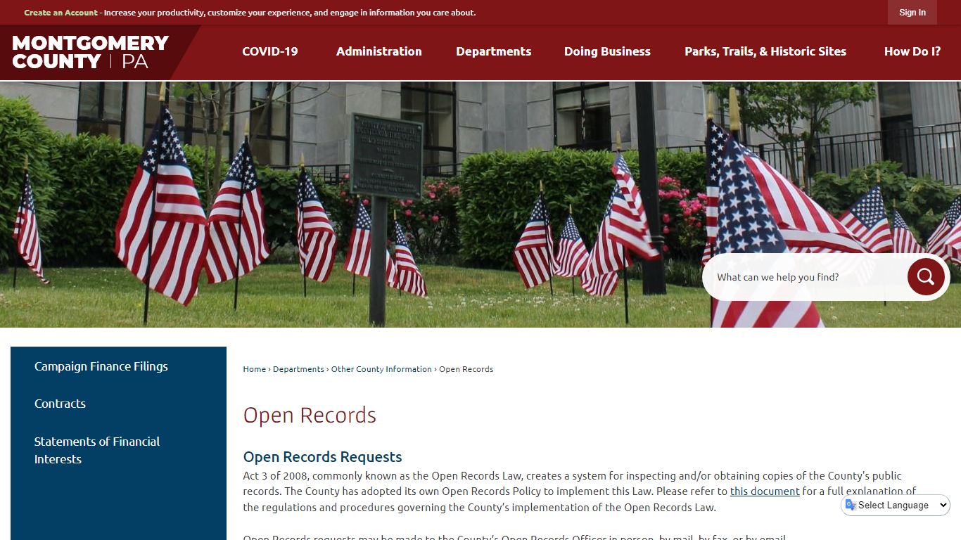 Open Records | Montgomery County, PA - Official Website